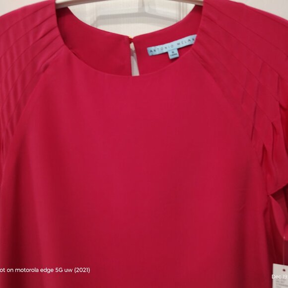 ANTONIO MELANI SILK FLUTTER SLEEVE BLOUSE TUCKING DETAIL MAGENTA PINK SZ S - Picture 6 of 10